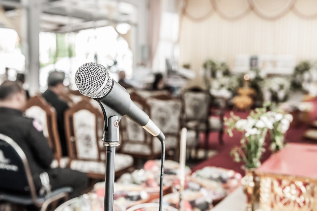 Microphone for funeral speech