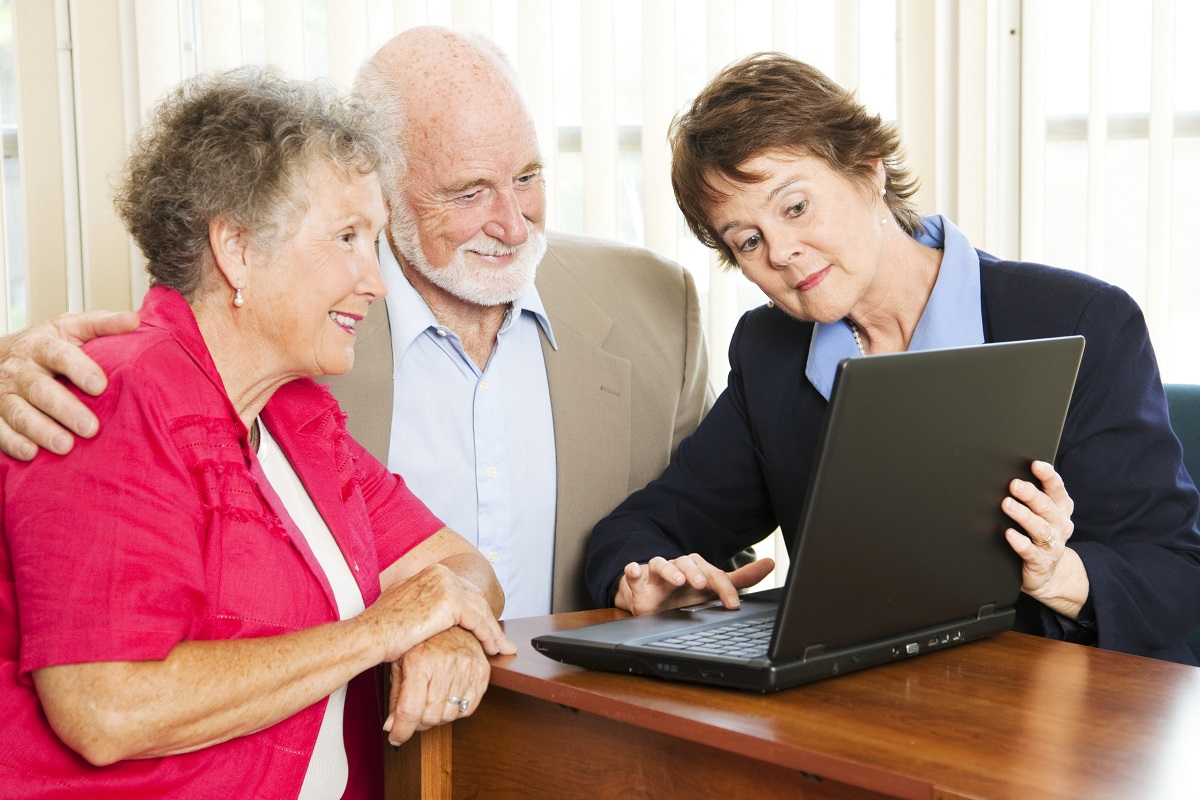 Insurance sales pitches to older couple