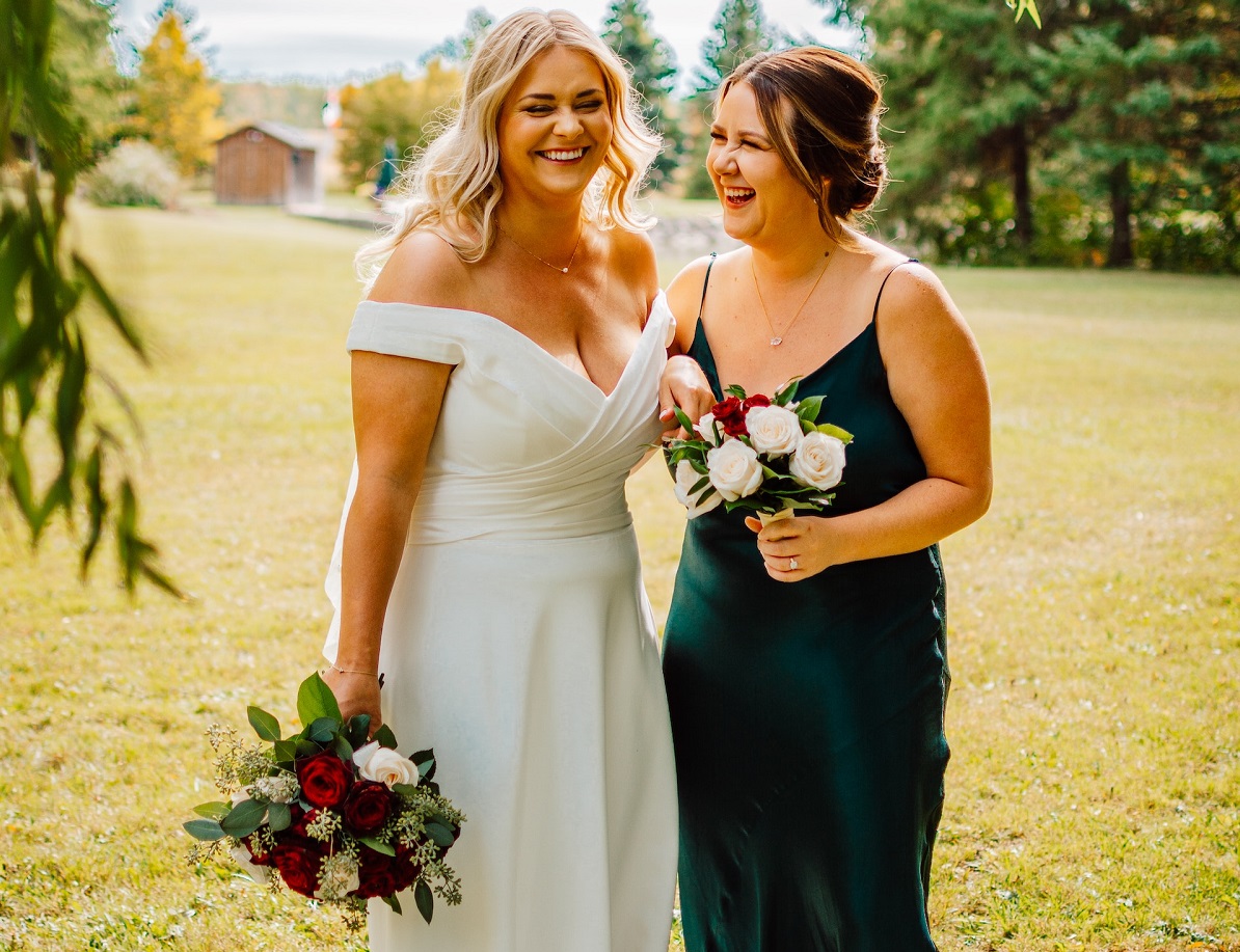 Bride and maid of honor