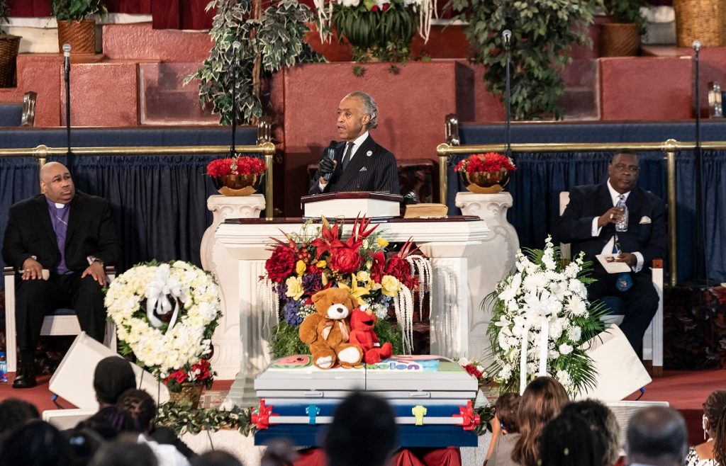 Eulogy - Reverend Al Sharpton delivers eulogy at the funeral for 1-year-old boy killed by bullet at Pleasant Grove Baptist Church